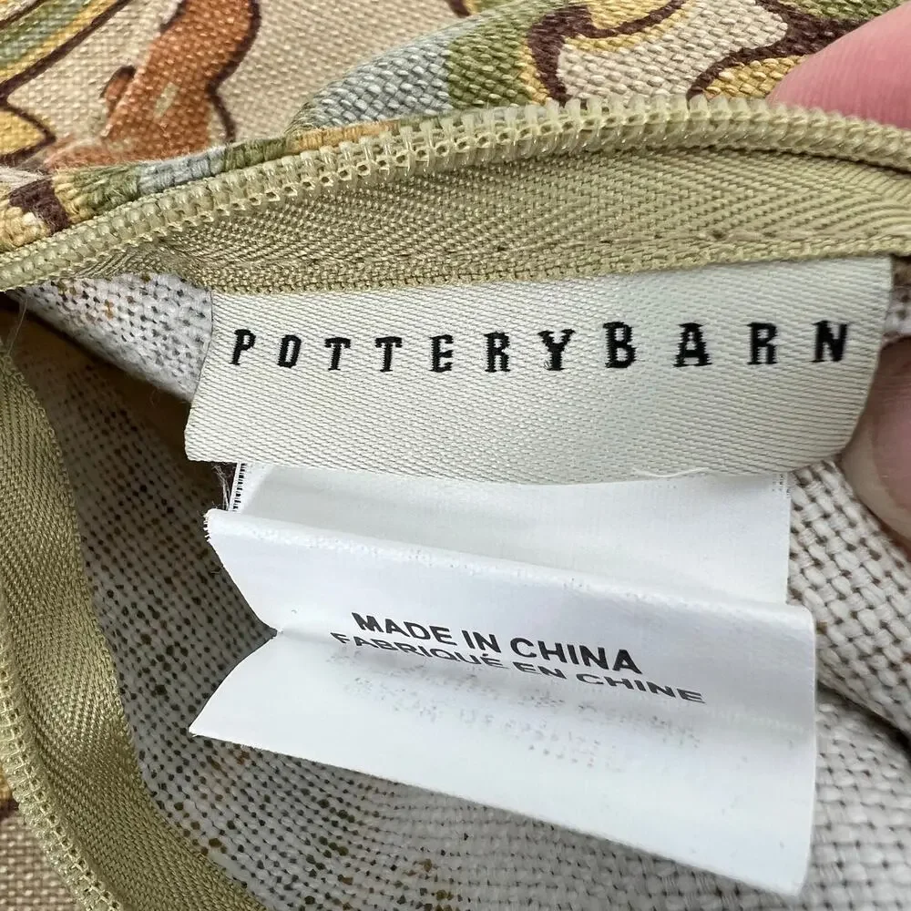 Pottery Barn Simone Paisley Linen Cotton Pillow Covers 20x20 Square Floral Zip 2